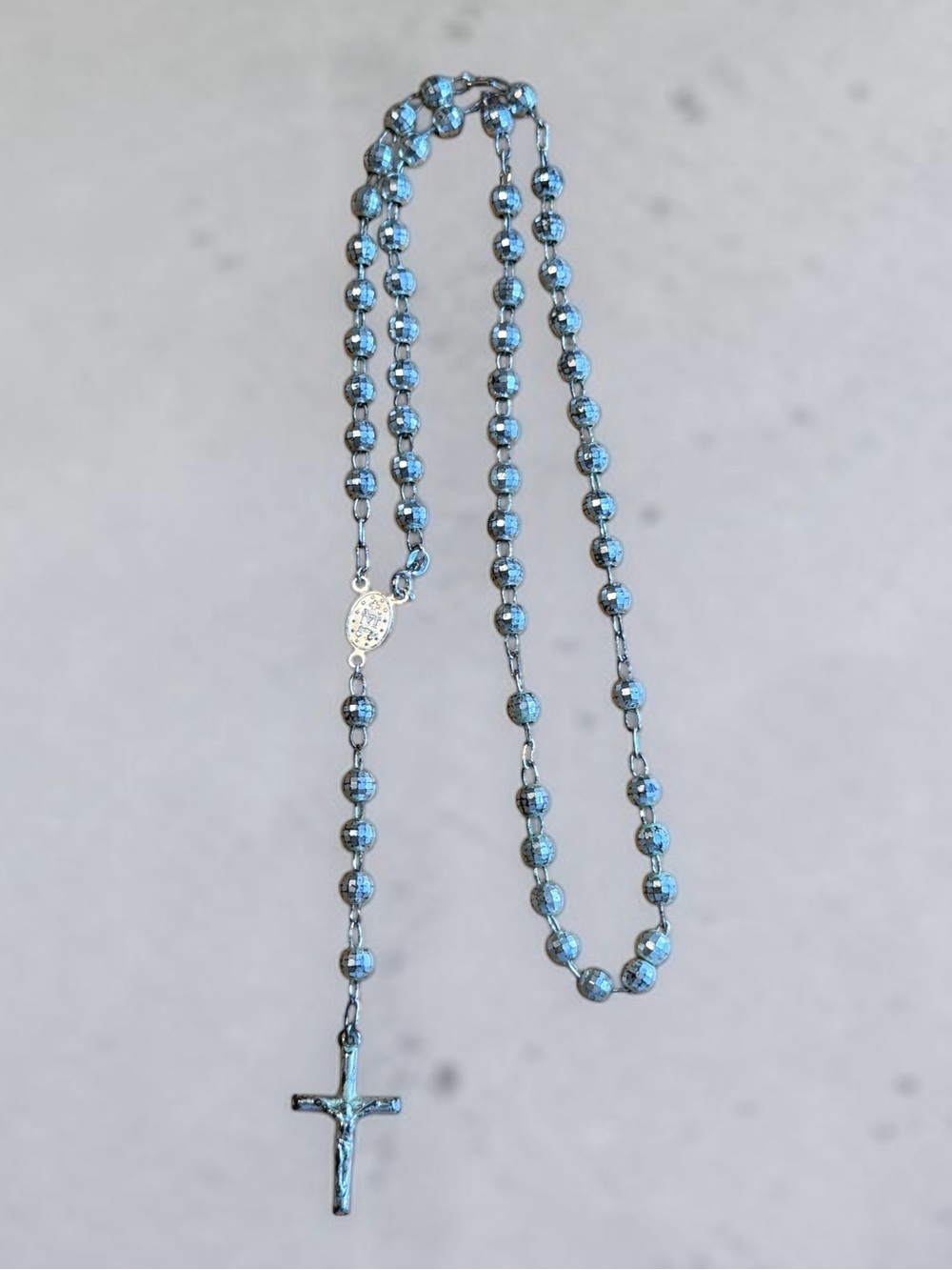 🫶🏻 Vintage Rosary Bead Necklace with Cross